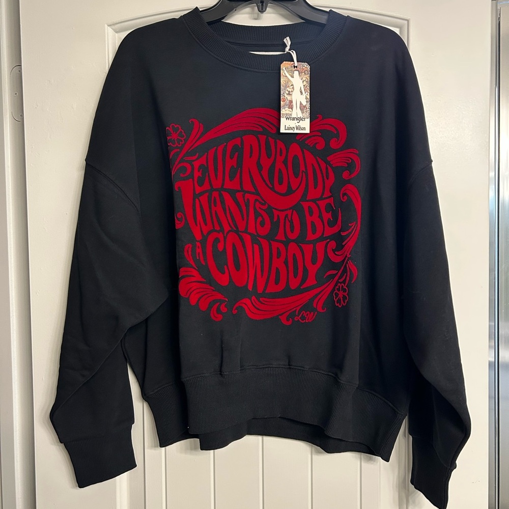 NWT Wrangler x Lainey Wilson Black Crewneck Sweater SZ M Women’s